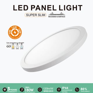 Plafonnier LED New Moss Slim 6-18W 3CCT IP44