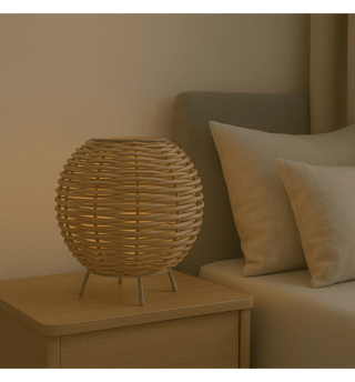 Lampe de Table SUNNE Boule Rotin E14 Écologique