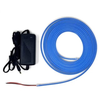 Pack ruban néon LED bleu 6mm 12V alimentation
