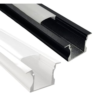 Profilé alu encastré blanc/noir LED 2m