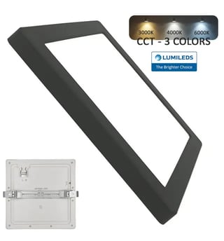 Plafonnier LED Carré Moss Noir 18W CCT Lumileds