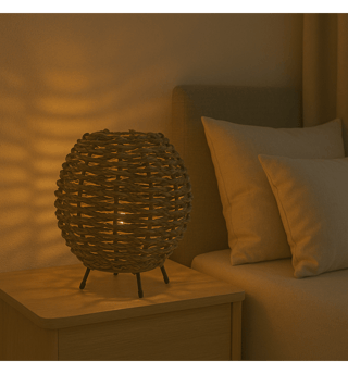 Lampe de Table LUND Boule Rotin E14 Écologique