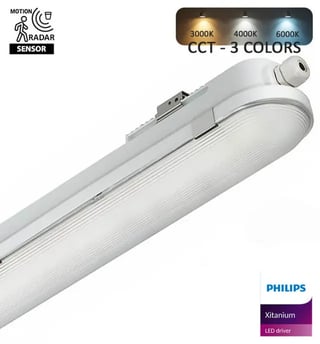 Réglette étanche 20W 60cm secours radar Philips IP66
