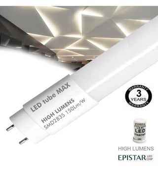 Tube LED 13W verre 300° 90cm haute luminosité