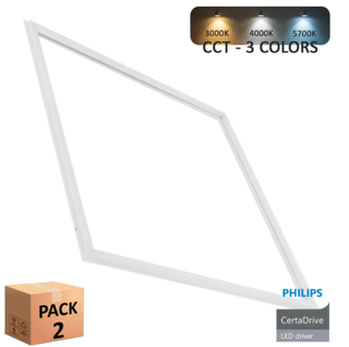 Pack Panneau LED Cadre Lumineux 60x60 44W 3CCT | FIT PANEL Philips CertaDrive - SMD2835 160Lm/W