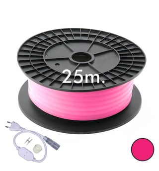 Néon LED circulaire flexible 220V 25m 16mm Rose
