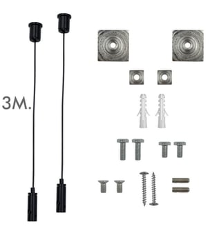 Kit suspendu universel - Noir - avec câble de 3m / Pack de 2 unités