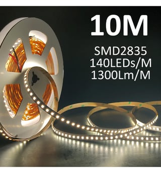 Ruban LED 24V 140LED/m 10m SMD2835 10W/m coupe 5cm