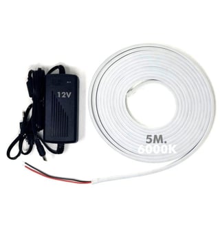 Pack ruban néon LED 6000K 6mm 12V alimentation