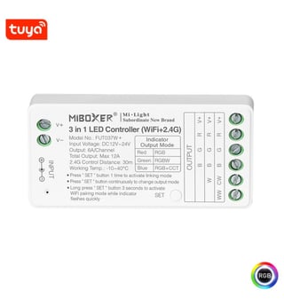 Contrôleur LED WiFi 3en1 RGB RGBW RGBCCT 12-24V RF 2.4GHz