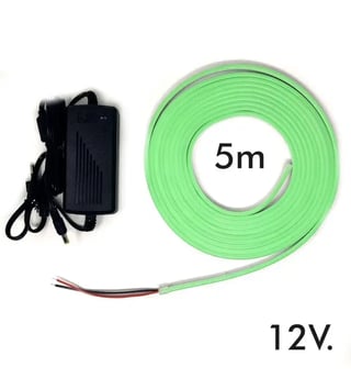 Pack néon LED vert 6mm 12V avec alimentation