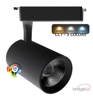 Spot LED 30W PARMA Noir Rail Monophasé - CCT / CRI+92 - 48º 