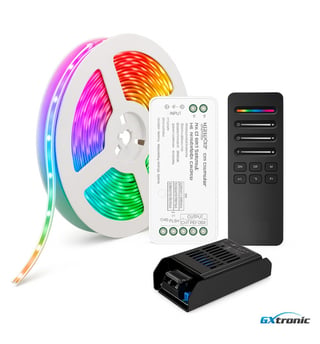 Kit LED 24V RGBIC COB 9W/m 5m SPI + télécom