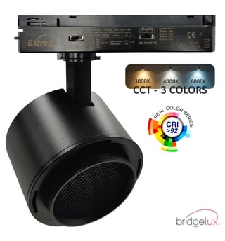 Spot LED 40W-28W Monophasé - ROMA Noir - Driver GxTronic - Optique Réglable 24º-60º / UGR13 - CCT