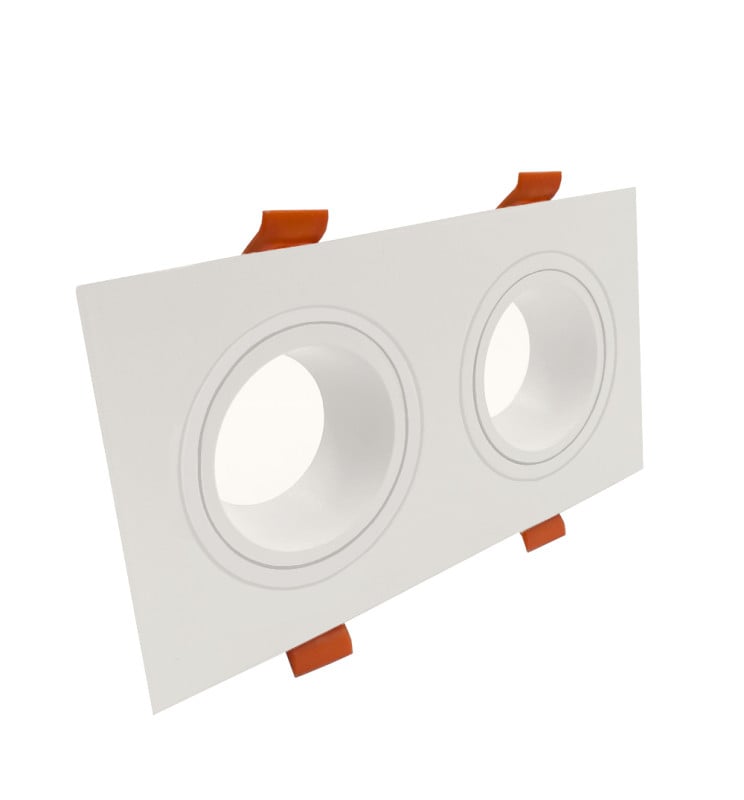 Anneau Cadre Double GU10 LED Orientable Blanc - Image 1