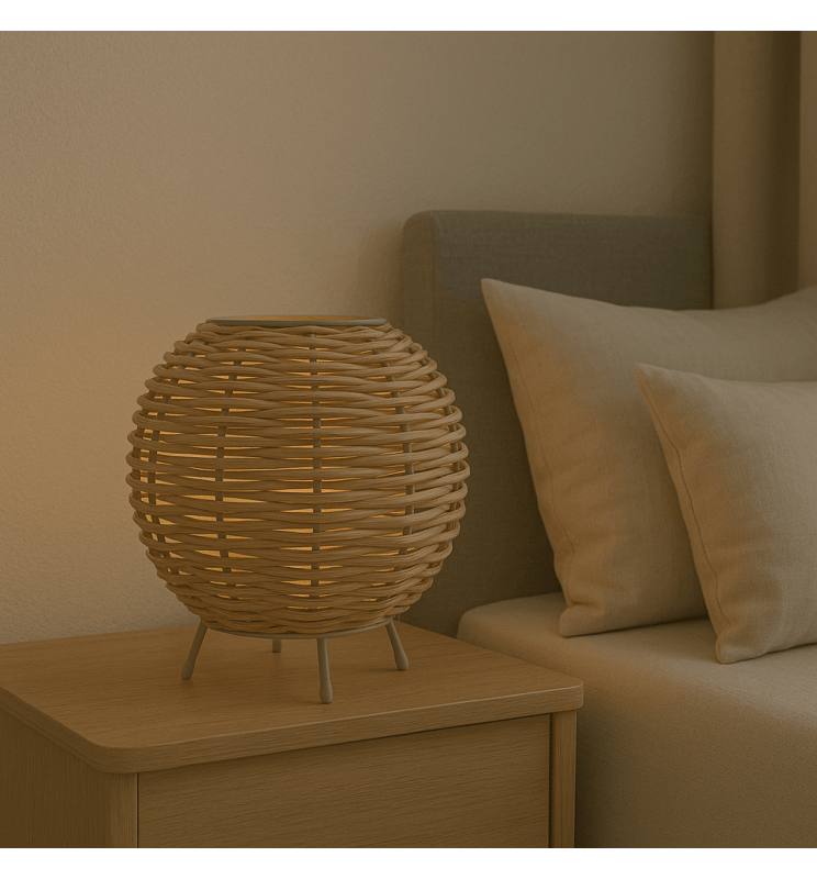 Lampe de Table SUNNE Boule Rotin E14 Écologique - Image 1