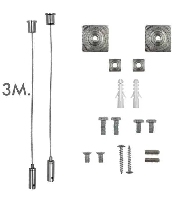 Kit suspendu universel argent câble 3m x2 - Image 1