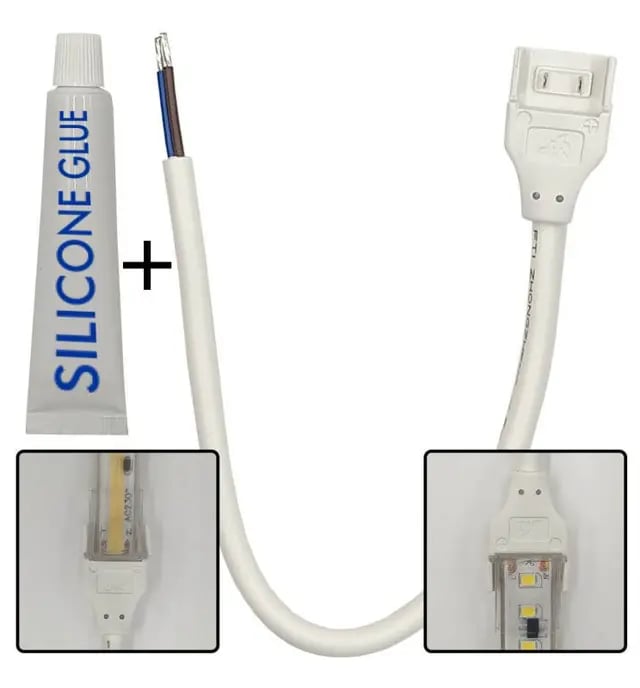 Kit Silicone + Connecteur Bandes LED COB SMD 10-12mm IP65 - Image 1