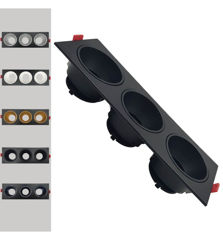 Cadre Basculant Triple GU10 MR16 Noir - Image 1