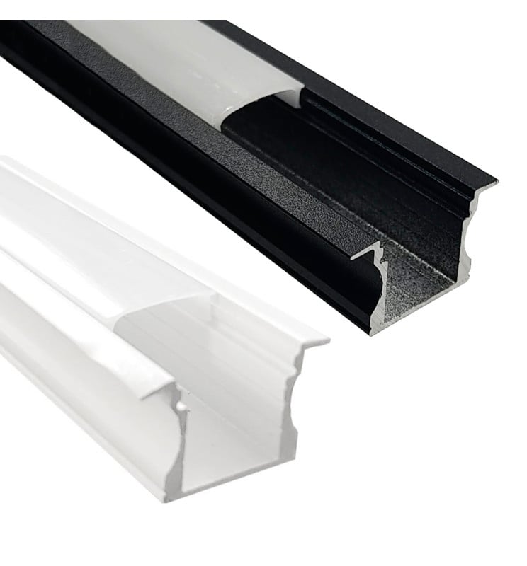 Profilé alu encastré blanc/noir LED 2m - Image 1