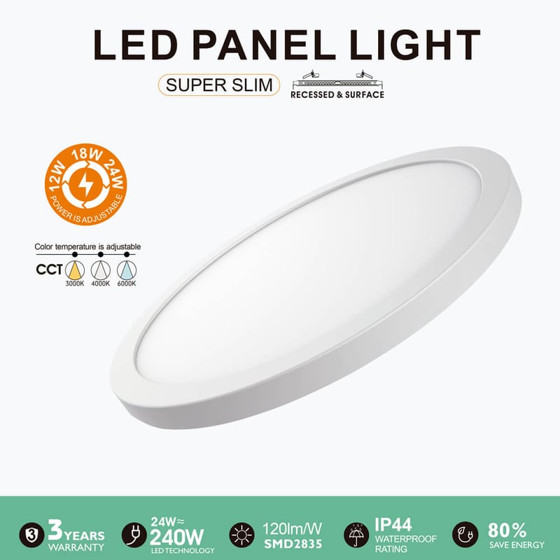 Plafonnier LED New Moss Slim 12-24W 3CCT IP44 - Image 1