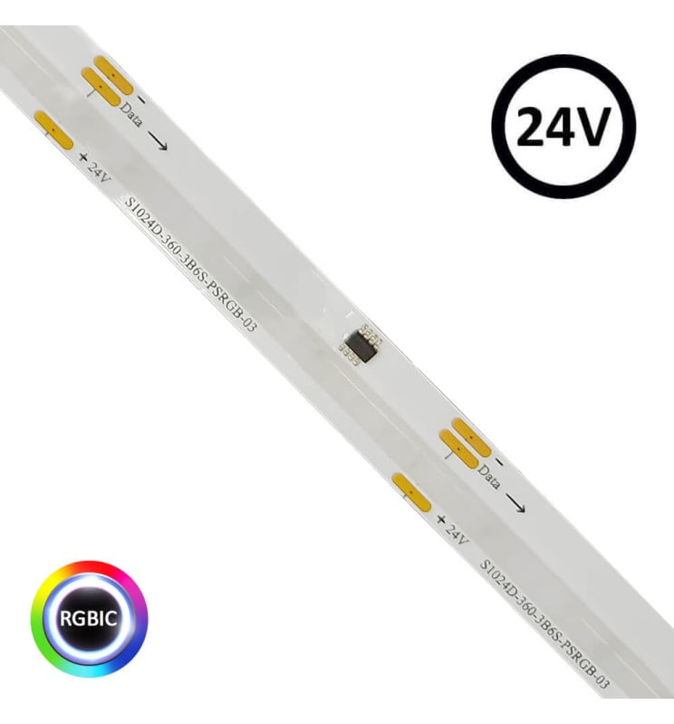 Ruban LED 24V RGBIC COB DIGITAL 5m 360LED/m 9W/m IP20 - Image 1