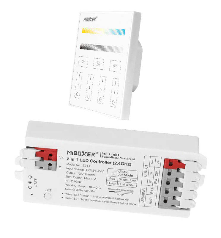 Pack contrôleur LED CCT 12-24V télécommande B2 2.4GHz - Image 1