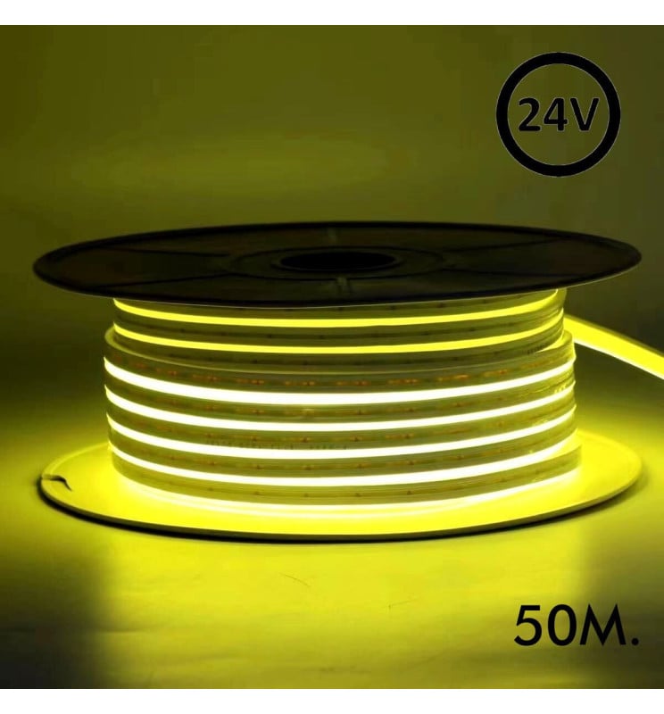 Néon LED 24V 8W/m 50m 6x12mm Jaune - Image 1
