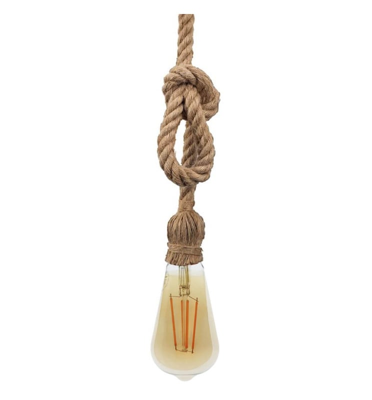 Suspension Vintage Corde Lin E27 - Image 1
