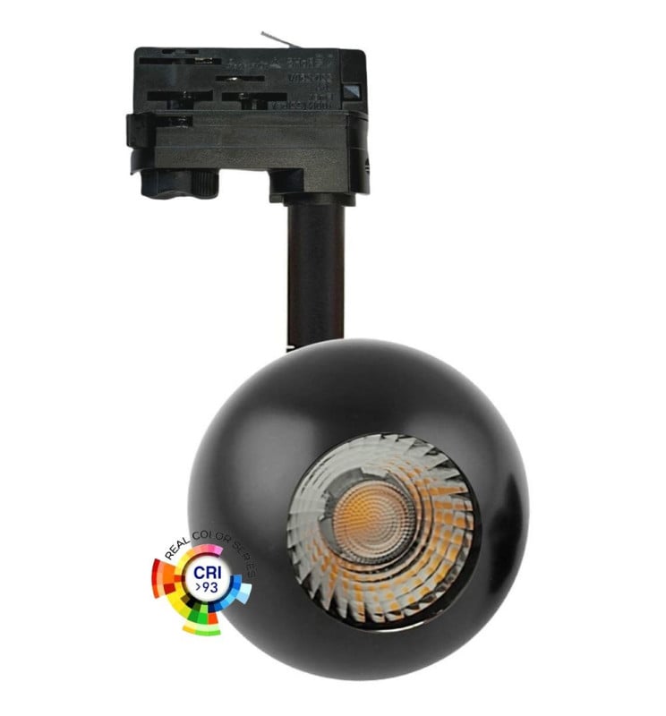 Spot LED 10W FENIX - Chrome Noir / Rail Triphasé - CRI+93 - Image 1