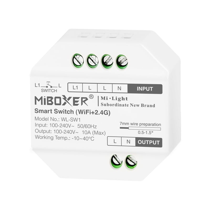 Interrupteur WiFi 2,4 GHz Miboxer WL-SW1 100-240V 10A - Image 1