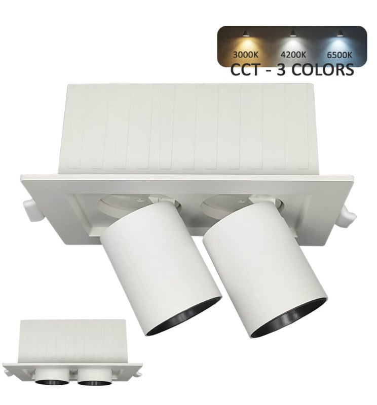 Downlight LED 12W rectangulaire orientable CCT - Image 1