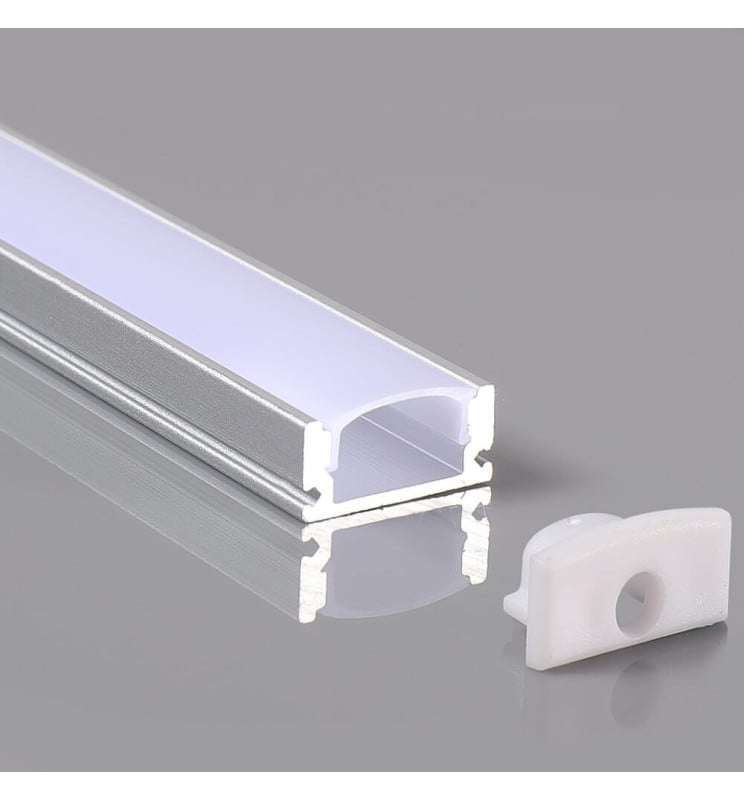 Profilé alu U saillie 2m diffuseur opale + accessoires - Image 1