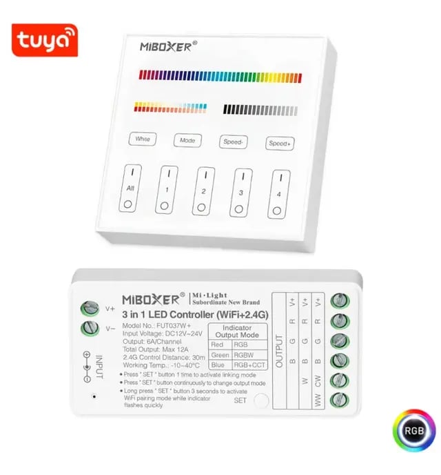 Pack contrôleur LED WiFi RGB/RGBW/RGBCCT 12-24V - Image 1