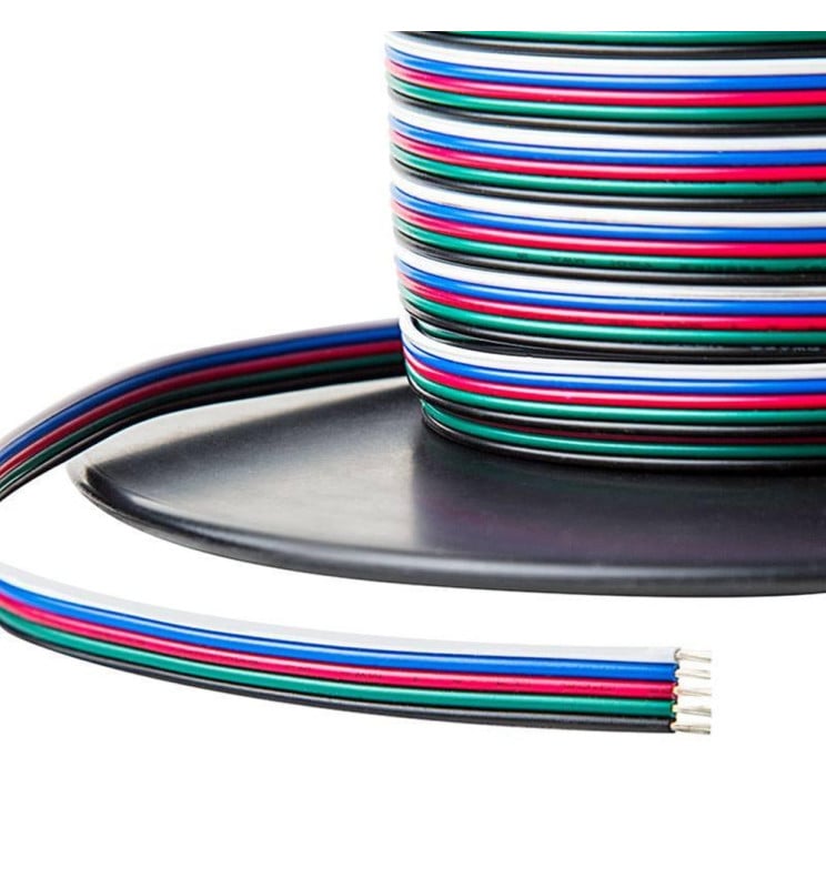 Câble RGBW 5 fils 25mètres 12-24V pour ruban LED - Image 1