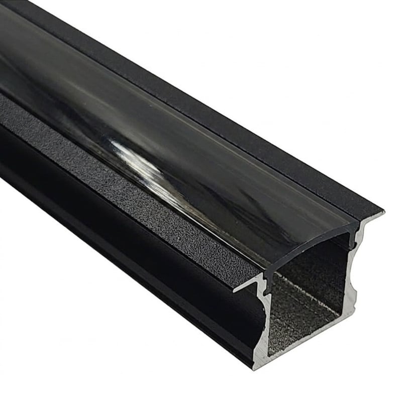 Profilé alu encastrable noir 2m diffuseur noir LED - Image 1