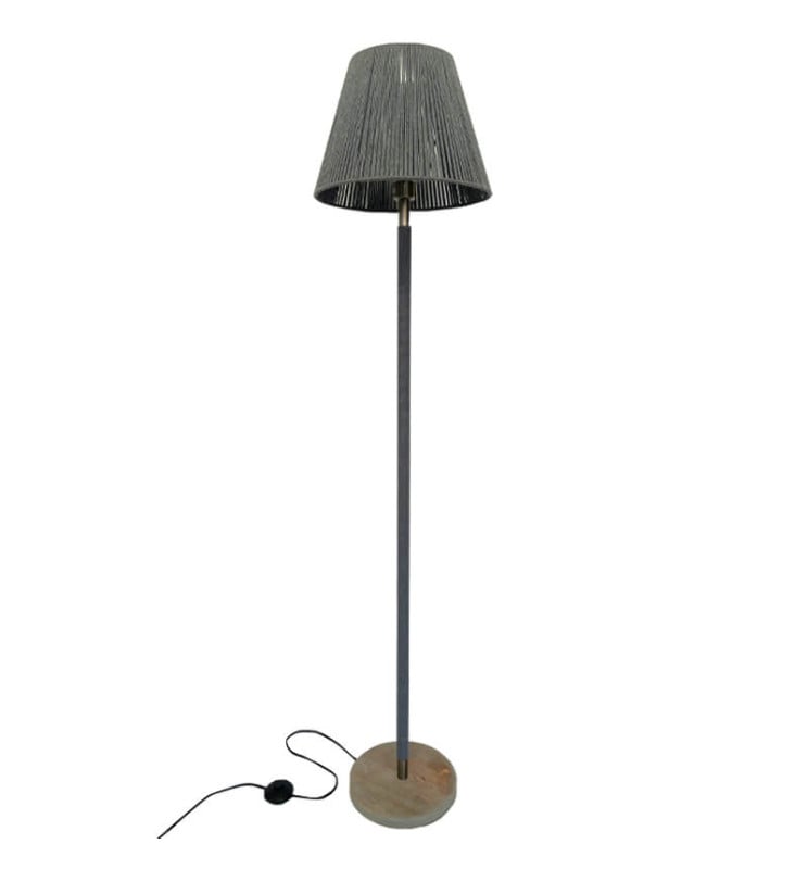 Lampadaire Sur Pied Abat-jour Tissé E27 Base Marbre - Image 1