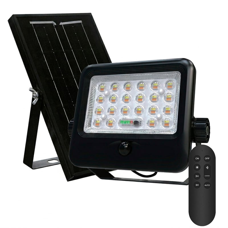 Projecteur LED Solaire EcoLite 100W 3CCT PIR Télécommande - Image 1