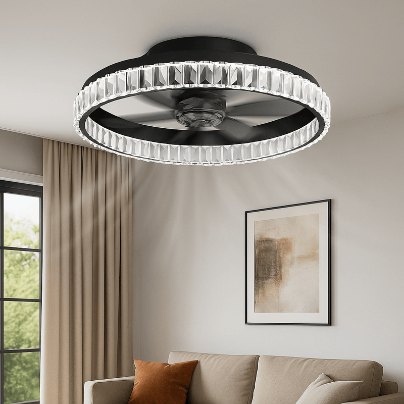 Ventilateur Plafond LED CRETA 30W 6CCT Noir 50cm IP20 - Image 1