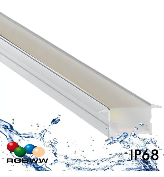 Luminaire LED linéaire encastrable – IP68 – RGB+WW – BERLIN XL – Anodisé argent – 24V - Image 1