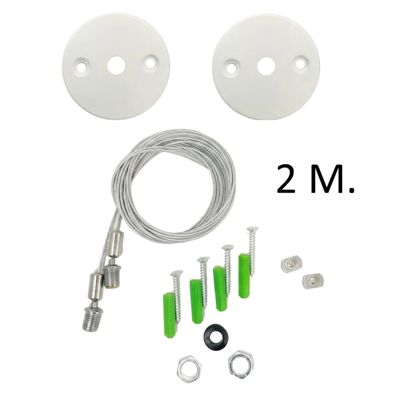 Kit suspension universel câble acier 2m x2 blanc - Image 1