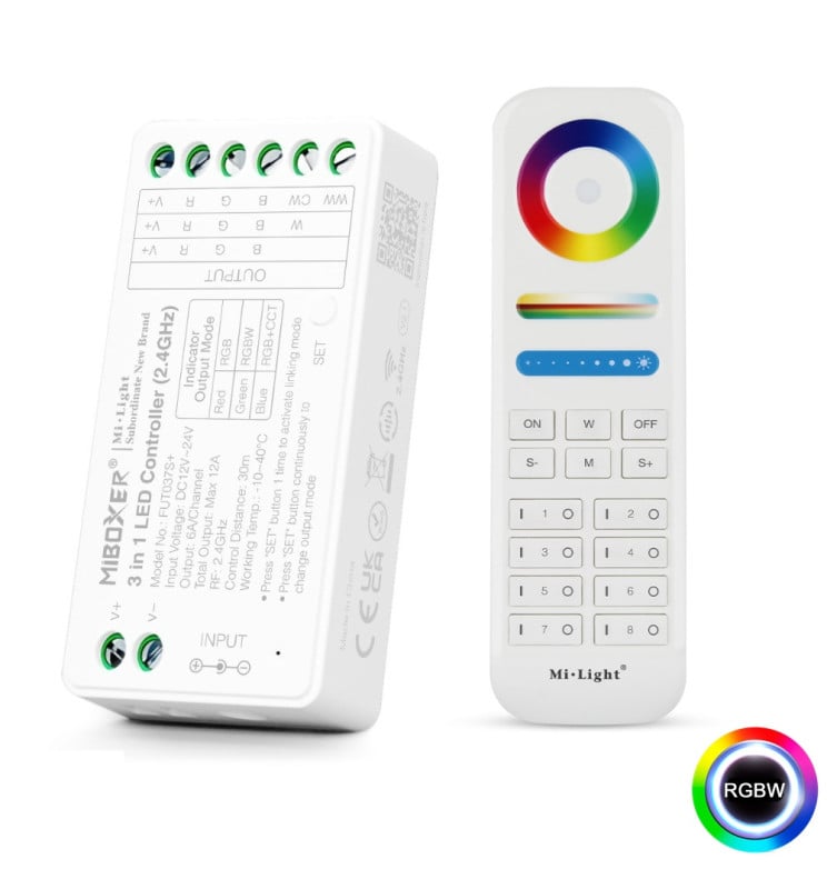 Pack contrôleur LED 3en1 RGB RGBW RGBCCT 12-24V 2.4GHz - Image 1
