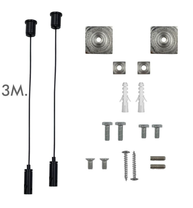 Kit suspension universel noir câble 3m pack 2 - Image 1