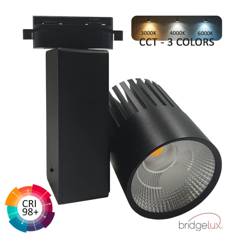 Spot LED 40W GRAZ Noir BRIDGELUX Chip rail Monophasé CRI +98 / CCT - Image 1