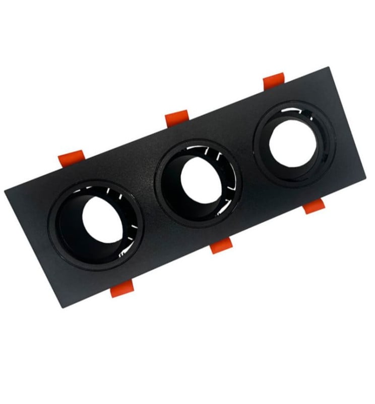 Anneau Cadre Triple GU10 LED Orientable Noir - Image 1