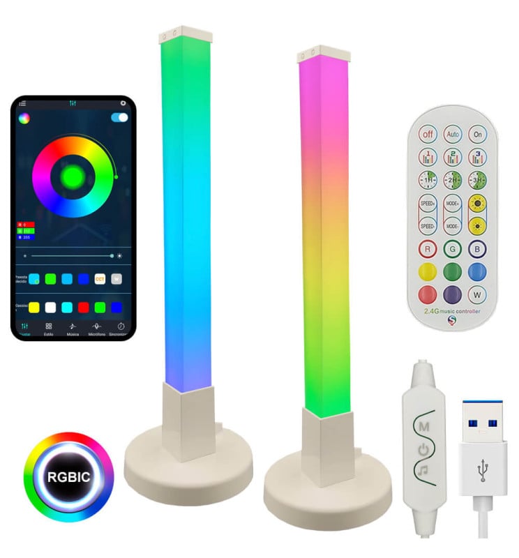 Lampe Table LED RGBIC 3.5W Ambient Light 45cm x2 - Image 1