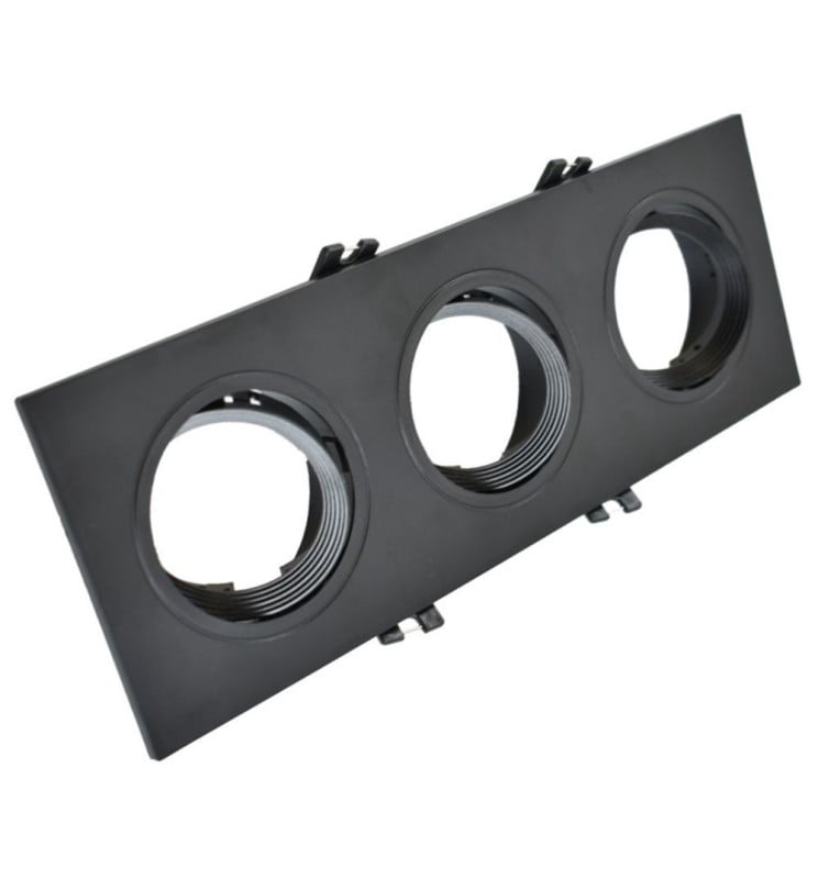 Anneau Cadre Triple GU10 LED Orientable Noir - Image 1