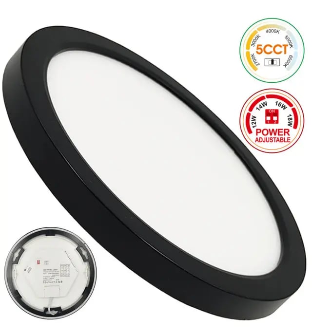 Plafonnier LED Bonn Noir 12-18W CCT IP4 - Image 1