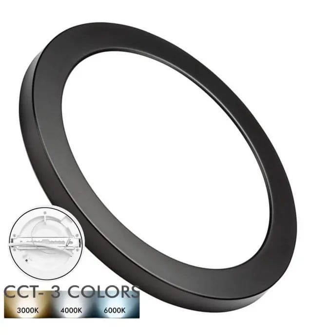 Plafonnier LED Circulaire Moss Noir 18W CCT Lumileds - Image 1